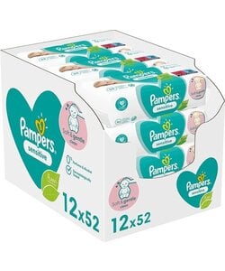Pampers Sensitive Billendoekjes, 624 Babydoekjes (12 x 52)