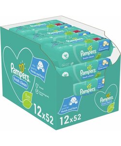 Pampers Fresh Clean Billendoekjes - 12 x 52 Doekjes