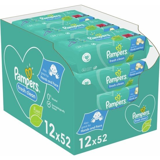 Pampers Fresh Clean Billendoekjes - 12 x 52 Doekjes