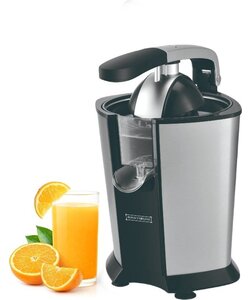Royalty Line® CPE85 Citruspers Electrisch - Sinaasappelpers Elektrisch - Citrusjuicer Met 2 Perskegels - Citroenpers - RVS / Zwart