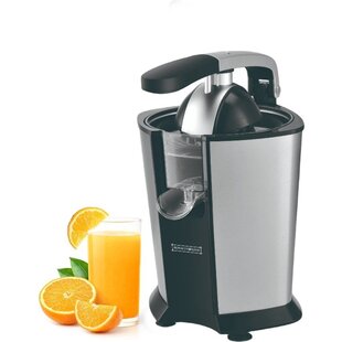 Royalty Line® CPE85 Citruspers Electrisch - Sinaasappelpers Elektrisch - Citrusjuicer Met 2 Perskegels - Citroenpers - RVS / Zwart