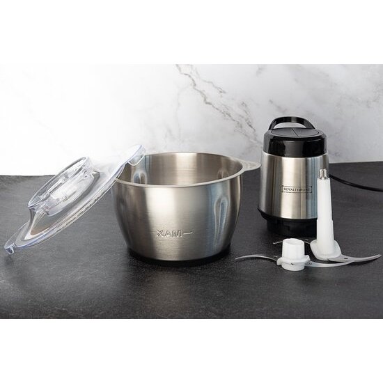 Royalty Line® MCE300 Elektrische Hakmolen - Groentesnijder - 1.8 Liter Kom XL - Chopper - 2 Snelheden - 300W Foodprocessor - RVS