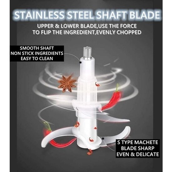 Royalty Line® MCE300 Elektrische Hakmolen - Groentesnijder - 1.8 Liter Kom XL - Chopper - 2 Snelheden - 300W Foodprocessor - RVS