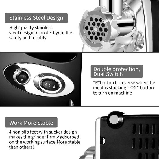 Royalty Line vleesmolen - zwart - 500W