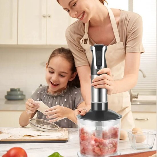 Royalty Line® ESMS800 Staafmixer - 3 in 1 Staafmixer Set - 800W - RVS - Hakmolen - Blender - Handmixer - Garde Met Snelheidsinstellingen - RVS / Rood