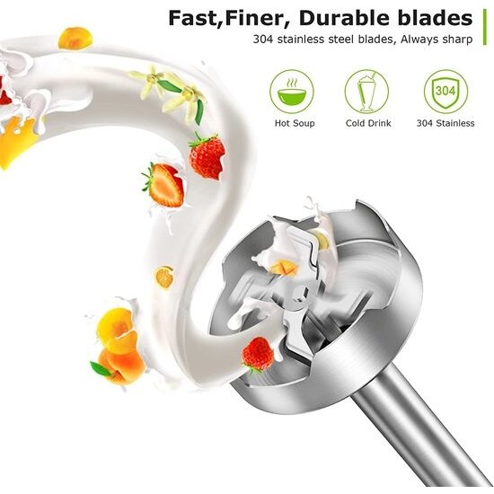 Royalty Line® ESMS800 Staafmixer - 3 in 1 Staafmixer Set - 800W - RVS - Hakmolen - Blender - Handmixer - Garde Met Snelheidsinstellingen - RVS / Rood