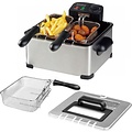 Royalty Line® DF4902 Frituurpan - 4.5 Liter - Grote Friteuse met 3 Manden - 2000W - Met Koude Handgrepen en Traploos Instelbare Temperatuurregelaar & Deksel Met Glas - RVS
