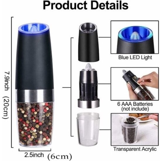 Igoods Igoods Peper- & Zoutstellen - Pepermolen - Kruidenmolen - Zoutmolen - Keukengerei Set - 2 Stuks