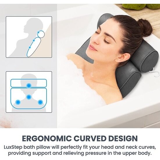 Igoods Igoods Luxe Home Spa Badkussen - Hoofd/nek/rug en schoudersteun - Thuisspa - Luxe bad accessoires - Grijs