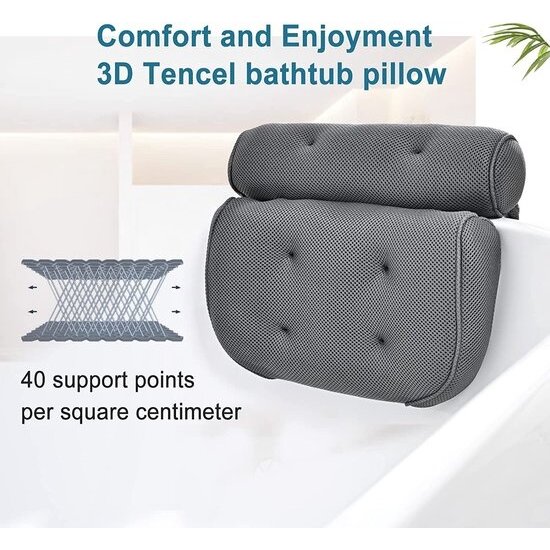 Igoods Igoods Luxe Home Spa Badkussen - Hoofd/nek/rug en schoudersteun - Thuisspa - Luxe bad accessoires - Grijs