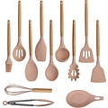 Igoods Igoods Keukengerei Set - 13-delige Kookgerei Set - Met Houder - Siliconen - Roze