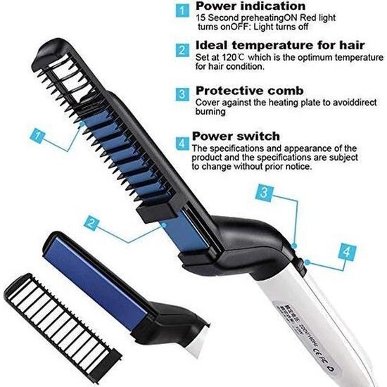 Igoods Igoods Elektronische baard & hoofd Kam/ Borstel - Baardkam - Baardstyler - Baardstijler - Baardverzorging - Baardborstel - Stijltang - Baardstyling - Baardgroei - Geschenk voor mannen - Grooming - Elektronische baardborstel