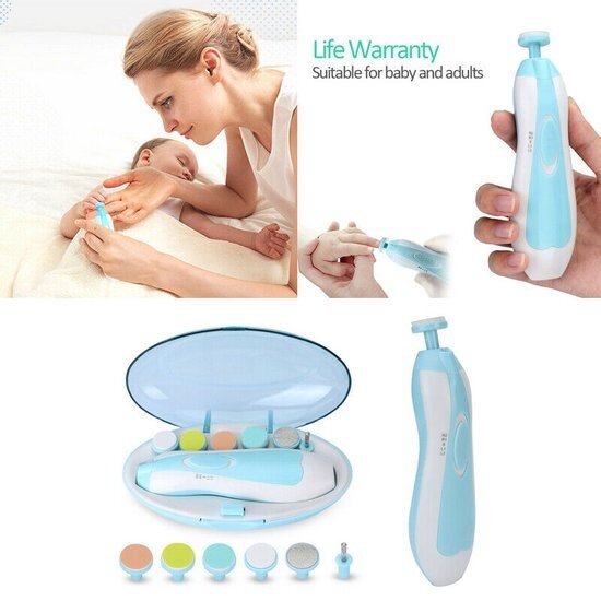 Igoods IGOODS Electrische Baby nagelset - Baby NagelKnipper & Nageltrimmer - veilig en zacht - voor baby en volwassenen - ultra stil (slapend knippen) - draadloos - Blauw