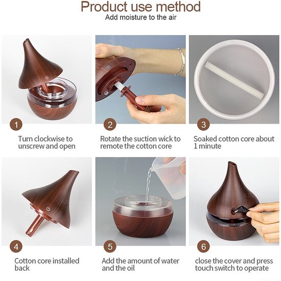 Igoods Igoods Aroma Diffuser - Aromatherapie - Luchtbevochtiger - Verdamper – Aromatherapie - Geurverspreider - Donkerbruin