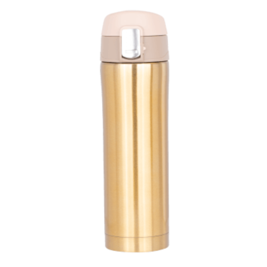 Igoods Igoods Drinkfles - Drinkbeker - Thermosfles - RVS - voor warme en koude dranken voor onderweg 500ML - Goud