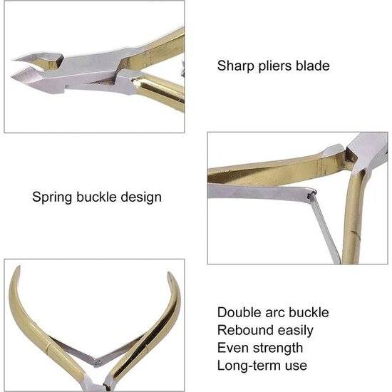 Igoods Igoods Nagelriemtang - Huidtang - Dode Huid - Nagelriemschaar - Nagelriemknipper - Met Beschermdop - Goudkleurig