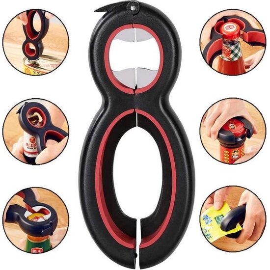 Igoods Igoods Multifunctionele Opener - 6 In 1 Keukengerei - Flesopener - Blikopener - Allesopener - Compact Formaat