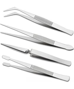 Igoods Pincet Set - 4-delige Pincet Set - Professionele Hobbypincet Set - Knutselen/Sieraden/Elektronica - RVS