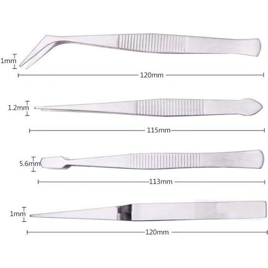 Igoods Igoods Pincet Set - 4-delige Pincet Set - Professionele Hobbypincet Set - Knutselen/Sieraden/Elektronica - RVS