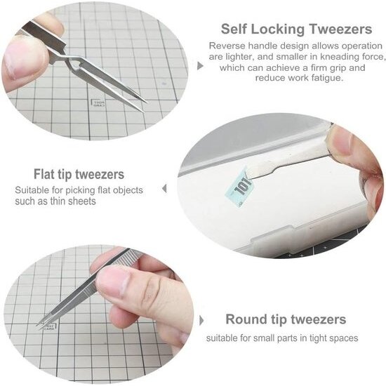 Igoods Igoods Pincet Set - 4-delige Pincet Set - Professionele Hobbypincet Set - Knutselen/Sieraden/Elektronica - RVS