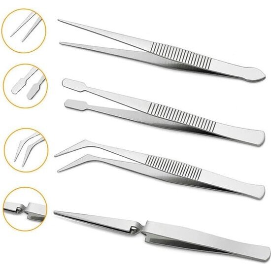 Igoods Igoods Pincet Set - 4-delige Pincet Set - Professionele Hobbypincet Set - Knutselen/Sieraden/Elektronica - RVS