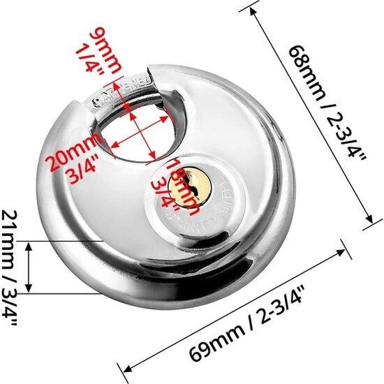 Igoods Igoods Discus Slot - Hangslot - RVS - Ø 60mm - 2 Sleutels