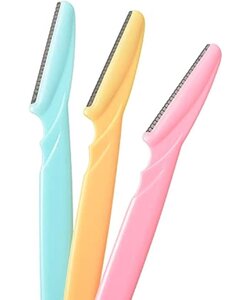 Igoods Scheermesjes - Wenkbrauwen Scheermesjes - Eyebrow Razor - met Dopje - 3 Stuks - Geel/Blauw/Roze