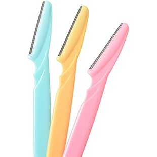 Igoods Scheermesjes - Wenkbrauwen Scheermesjes - Eyebrow Razor - met Dopje - 3 Stuks - Geel/Blauw/Roze