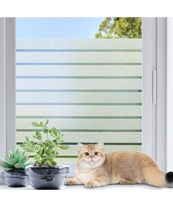 Igoods Raamfolie - Isolerende Raamfolie - Anti-inkijk - Zelfklevend - Zonwerend - Gestreept - Wit