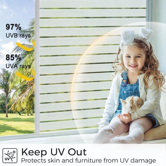 Igoods Igoods Raamfolie - Isolerende Raamfolie - Anti-inkijk - Zelfklevend - Zonwerend - Gestreept - Wit