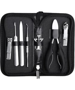 Igoods Professionele Manicure Set - 7-Delige Manicure Set - Nagelknipper - Nagelschaar - Ingegroeide Teennagel - Nagelvijl - Teennagels - Vingernagels - Met Opbergetui - Zwart