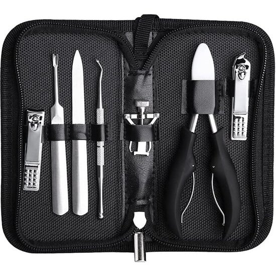 Igoods Igoods Professionele Manicure Set - 7-Delige Manicure Set - Nagelknipper - Nagelschaar - Ingegroeide Teennagel - Nagelvijl - Teennagels - Vingernagels - Met Opbergetui - Zwart