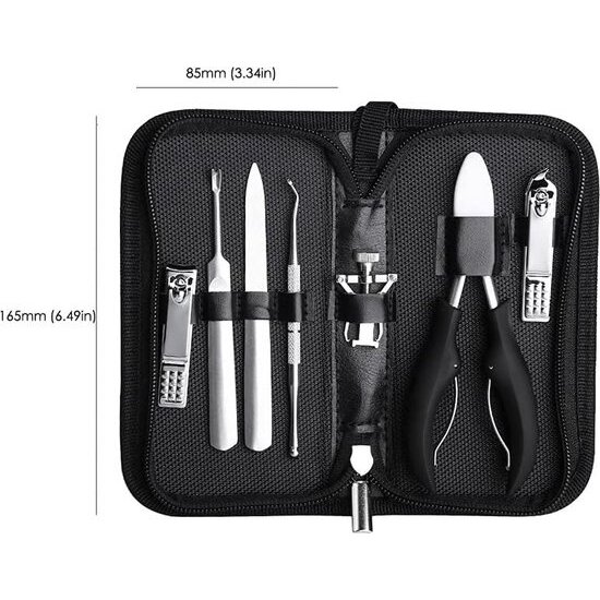 Igoods Igoods Professionele Manicure Set - 7-Delige Manicure Set - Nagelknipper - Nagelschaar - Ingegroeide Teennagel - Nagelvijl - Teennagels - Vingernagels - Met Opbergetui - Zwart