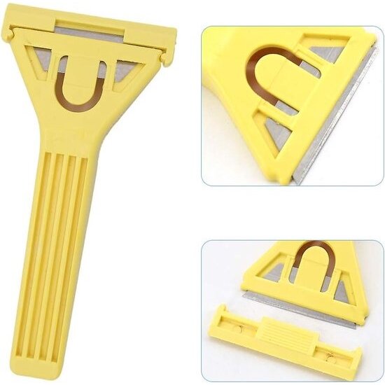 Igoods Igoods Glaskrabber - Glasschraper - Keramiekschraper - Schraper Inductie Kookplaat - Verfkrabber - Lijmresten - 6.5cm - Geel