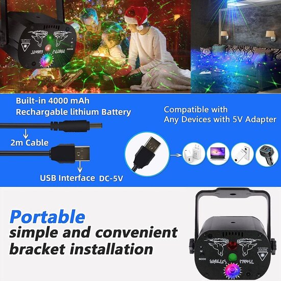 Igoods Igoods Discolamp - Feestverlichting - Disco Projector - Sfeerverlichting - Discobal - Stroboscoop - Partylight - Met Afstandsbediening