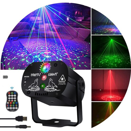 Igoods Igoods Discolamp - Feestverlichting - Disco Projector - Sfeerverlichting - Discobal - Stroboscoop - Partylight - Met Afstandsbediening