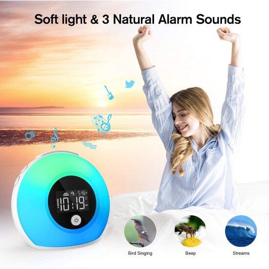 Igoods Igoods Wake Up Light Wekker - Digitale Wekker - Lichtwekker - Wekker Met Lichtprojectie - Compatibel Met Smartphone