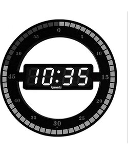 Igoods Klok - Wandklok Digitaal - Led Klok Rond - Modern - Secondeteller