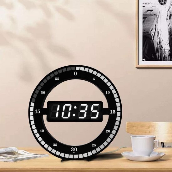 Igoods Igoods Klok - Wandklok Digitaal - Led Klok Rond - Modern - Secondeteller