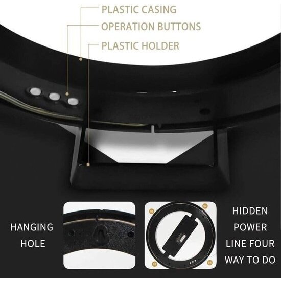 Igoods Igoods Klok - Wandklok Digitaal - Led Klok Rond - Modern - Secondeteller