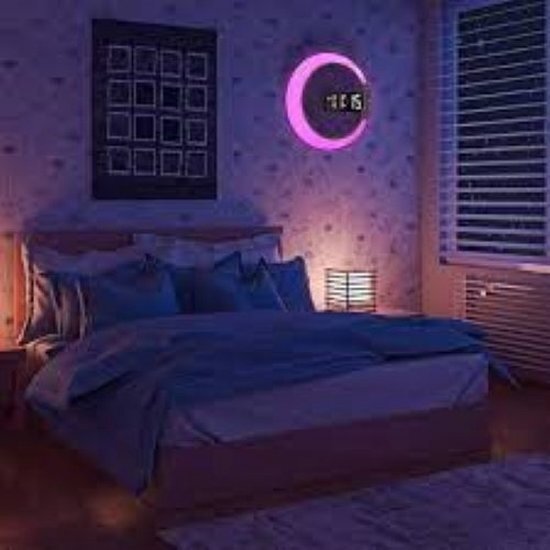 Igoods Igoods Klok - Ophangklok - Rond - RGB - Alarm & Snooze functie - Aanpasbare Helderheid - Wit