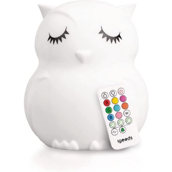 Igoods Igoods 8 kleurige LED kinder Nachtlampje - uil - Kinderkamerlamp - Slaaphulp