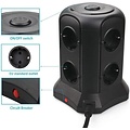 Igoods Igoods Verticale Stekkerdoos - Power Socket - PowerCube - Stekkerblok - Verdeelstekker - 6 Stopcontacten 4 USB Poorten - Inclusief Draadloze Telefoonlader - 2500W