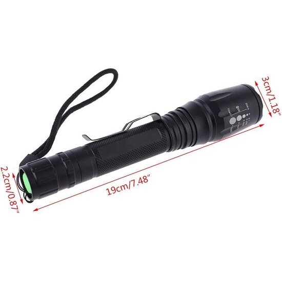 Igoods Igoods Zaklamp - LED Zaklamp Oplaadbaar - Militaire Zaklamp - Verkeersregelaar Lamp - Uitschuifbaar - Oplaadbaar - Zwart