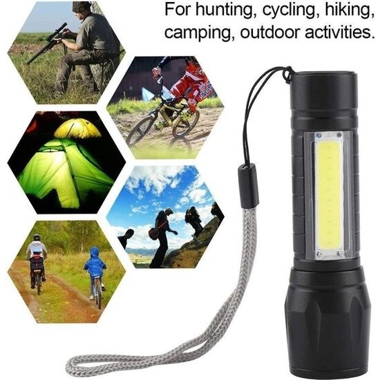 Igoods IGOODS 2 stuks Zaklamp Draagbare Cob - Waterdicht - Telescopische Zoom - 4 Modi Led Zaklamp - Outdoor