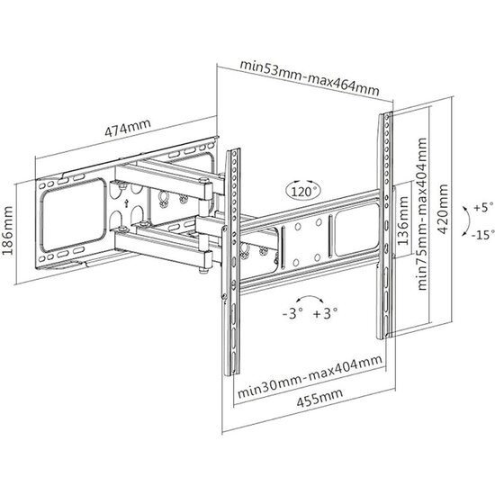 Igoods Igoods TV-Muurbeugel - Universele TV Muurbeugel - 26-70 Inch - Wandsteun - Wandbeugel - Ophang Beugel - Draaibaar