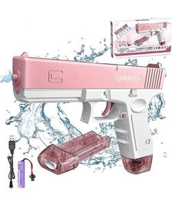 Igoods Waterpistool - Automatische Waterpistool - Watergun - Elektrische waterpistool - Lekvrij - Hogedruk - Roze