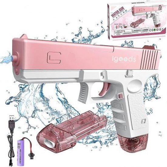 Igoods Igoods Waterpistool - Automatische Waterpistool - Watergun - Elektrische waterpistool - Lekvrij - Hogedruk - Roze