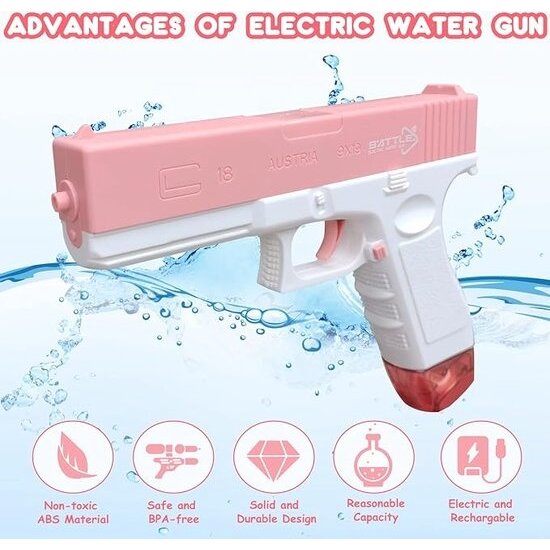 Igoods Igoods Waterpistool - Automatische Waterpistool - Watergun - Elektrische waterpistool - Lekvrij - Hogedruk - Roze