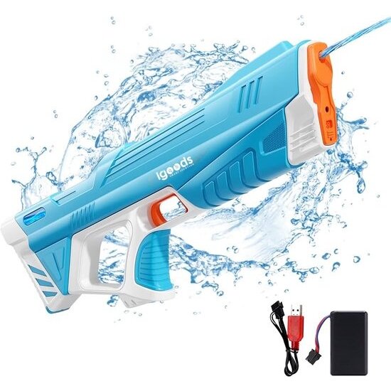 Igoods Igoods Waterpistool - Elektrische Waterpistool - Automatische Waterpistool - Watergun - Schiet Automatisch - Vult Automatisch - Zomer - Buitenspeelgoed - Blauw